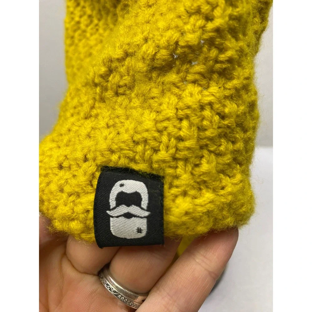 Beard Head‎ Wool Blend Knit Hooded Scarf Mustard Yellow Unisex
